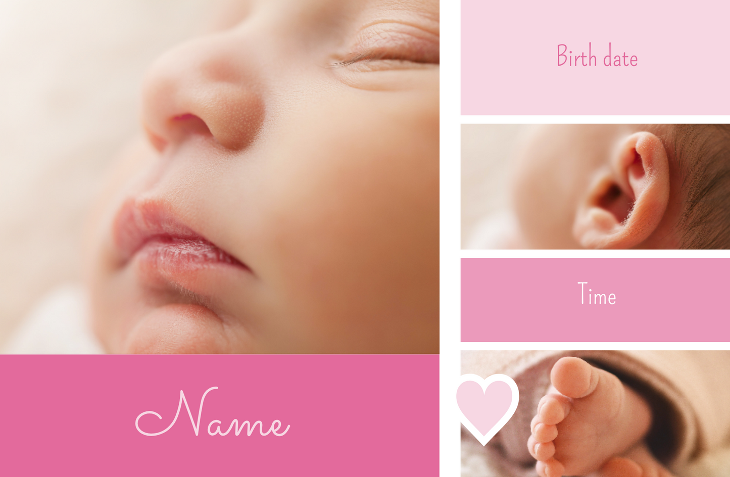 Birth Announcement A7 Landscape with photos