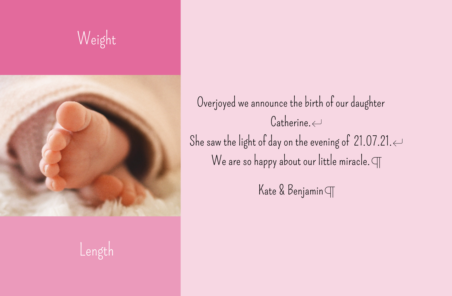 Birth Announcement A7 Landscape with photos
