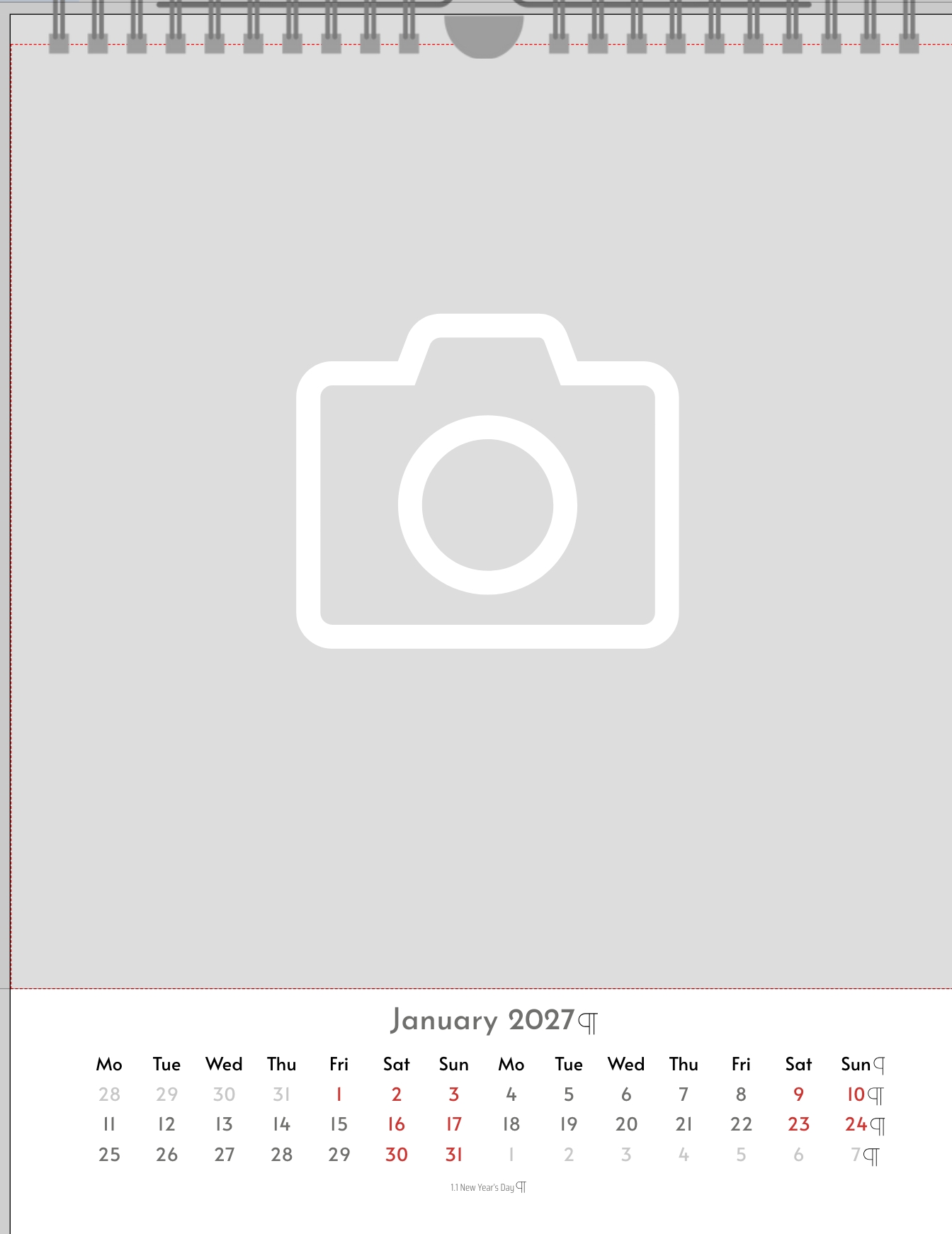 Vertical Calendar with Photo